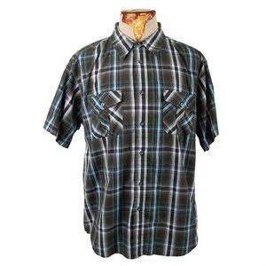 Beverly Hills Polo Club Men's Button-Down Black Blue Plaid Shirt – Size XXL